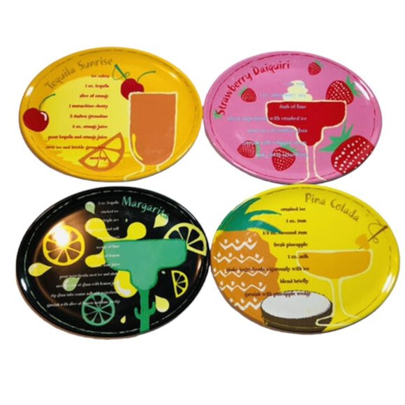 Precidio Mixed Drink Recipe Snack Plate Set of 4 Appetizer Plates - Picture 1 of 6